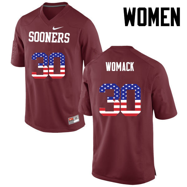 Women Oklahoma Sooners #30 Nathan Womack College Football USA Flag Fashion Jerseys-Crimson - Click Image to Close